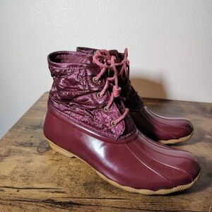 Sperry Burgundy Quilted Winter Boots
